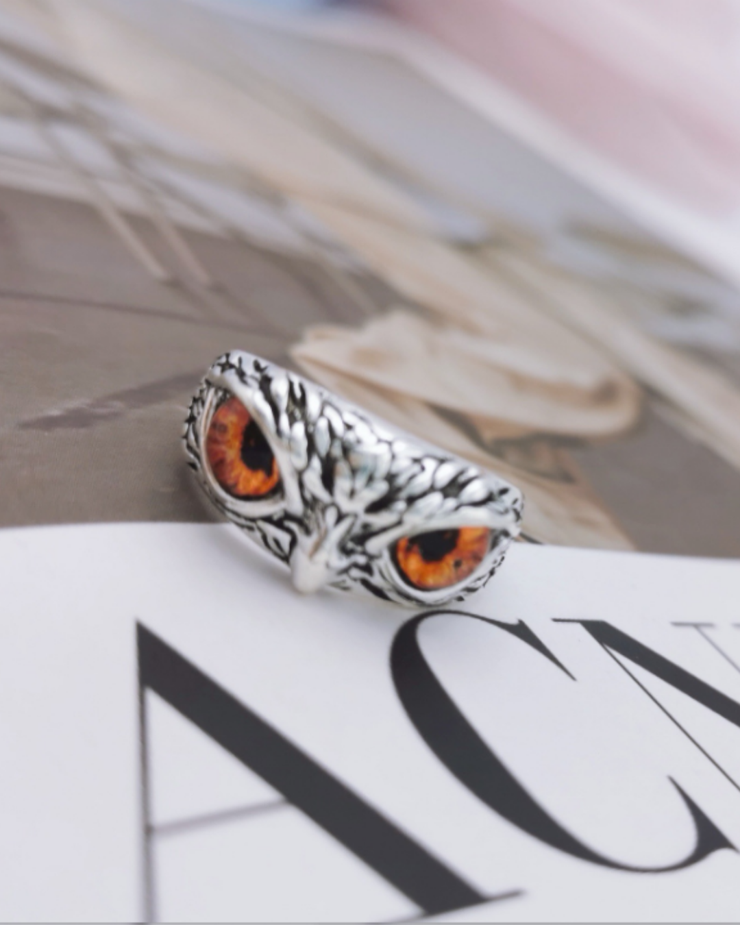 Mystic owl eye ring