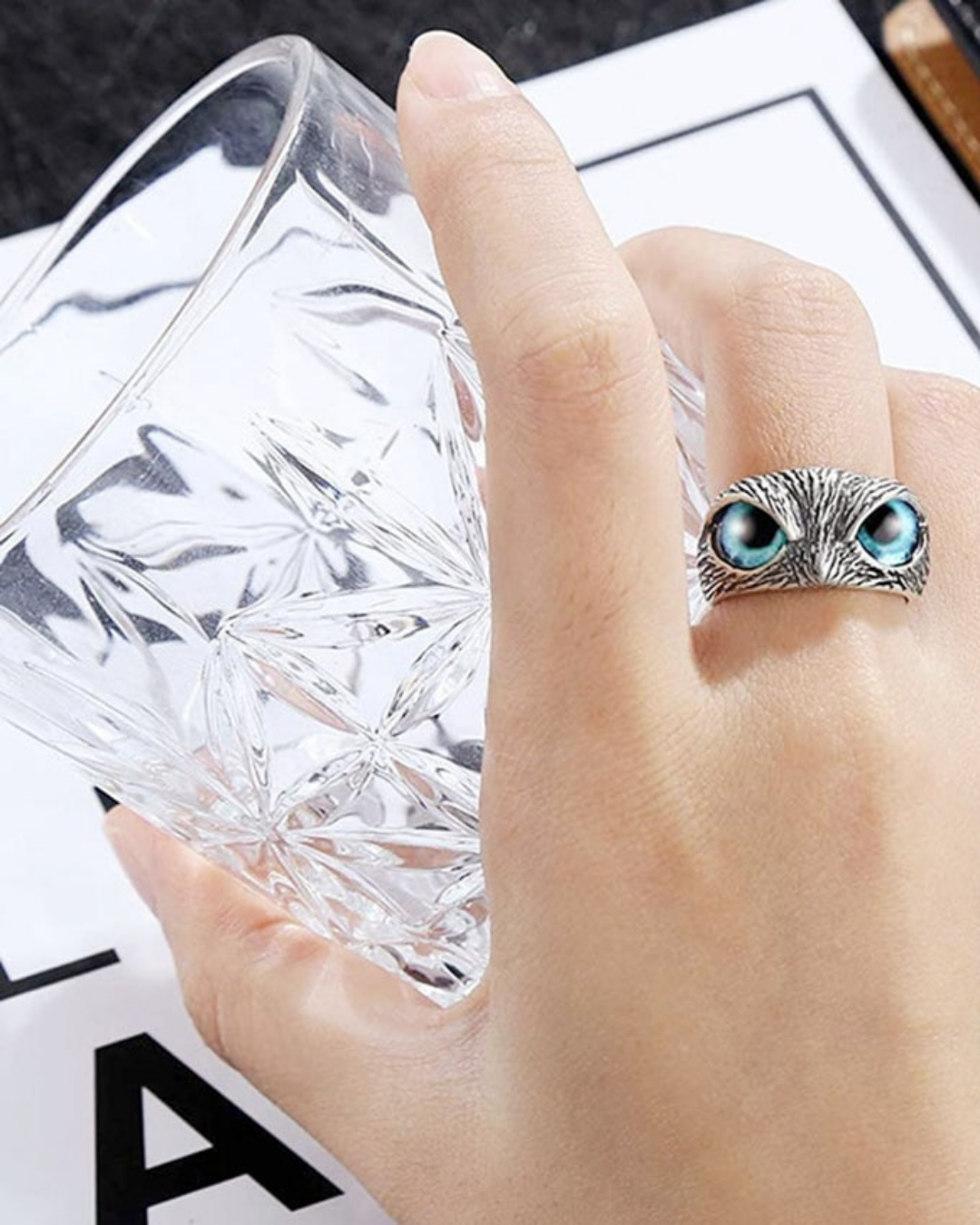 Mystic owl eye ring