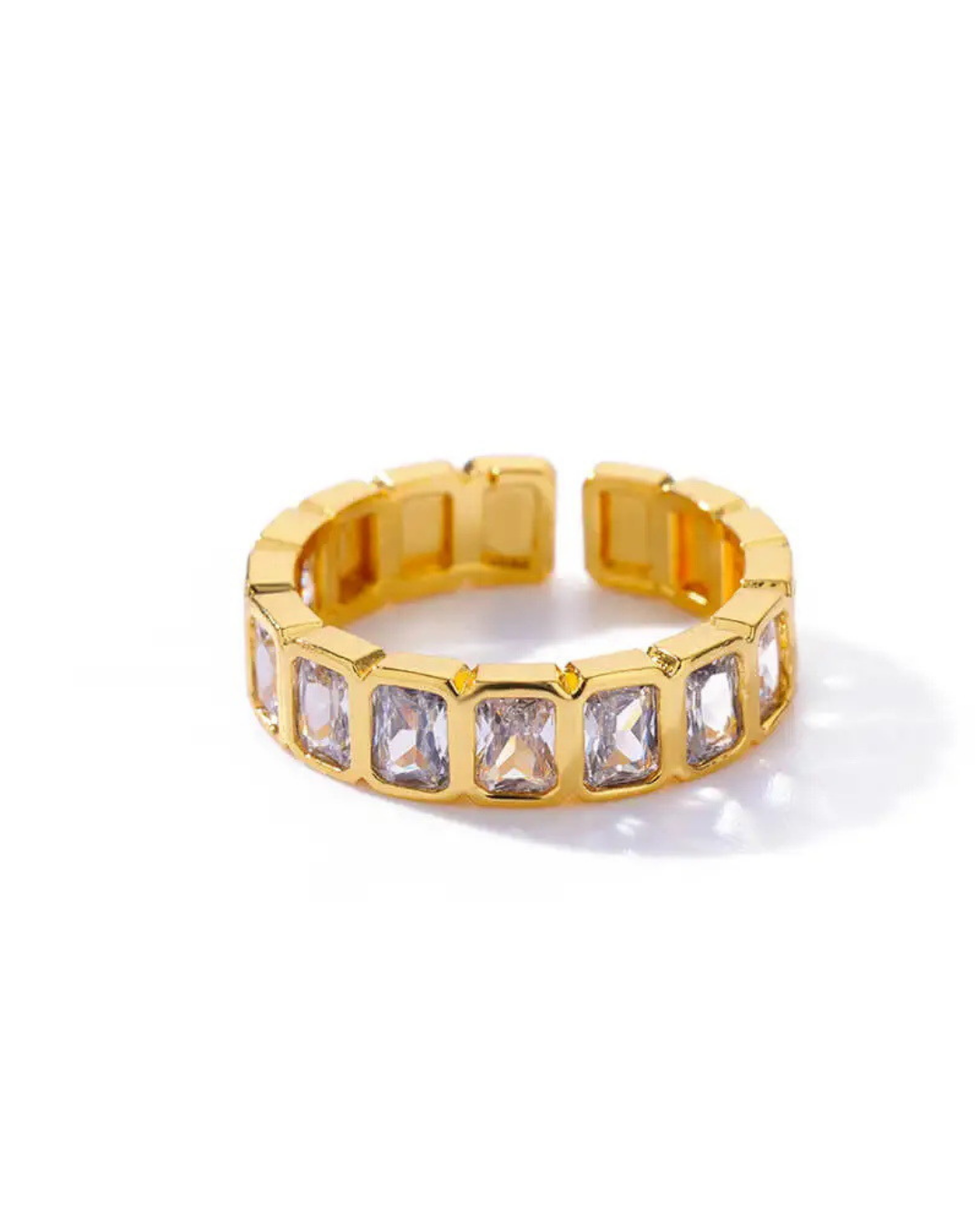Multicolor crystal band ring