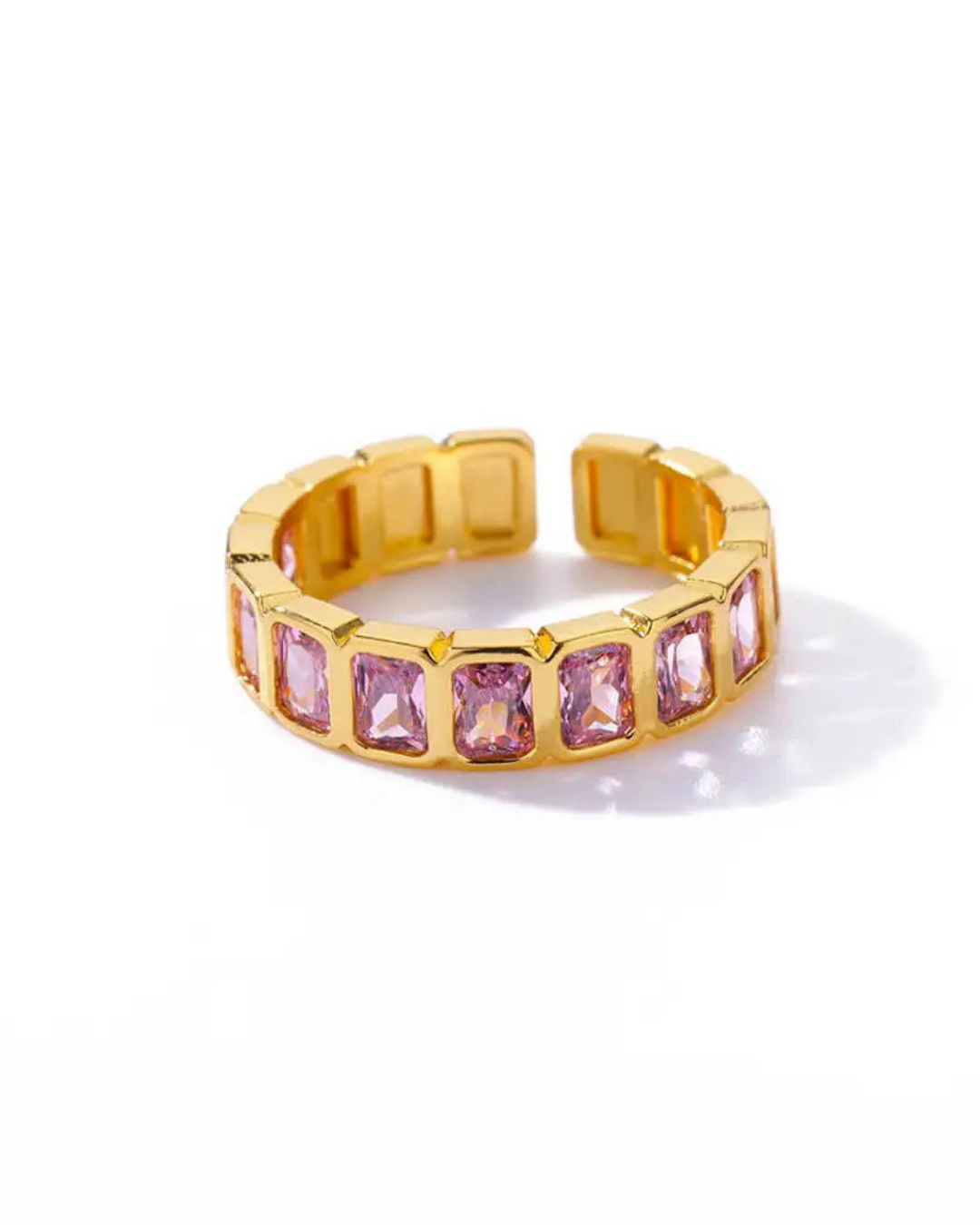 Multicolor crystal band ring