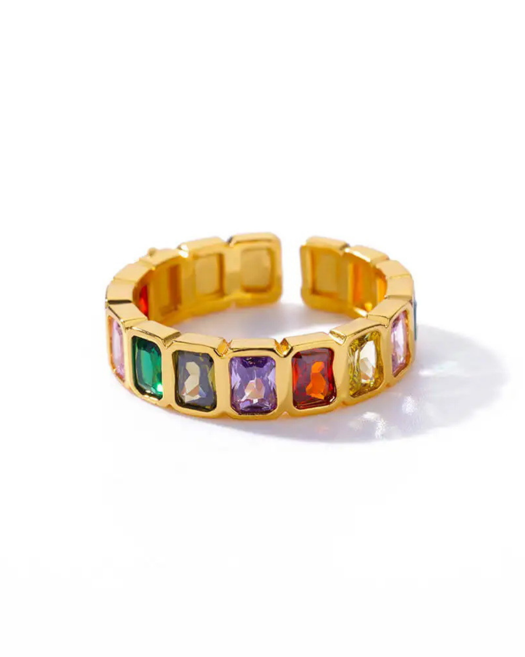Multicolor crystal band ring